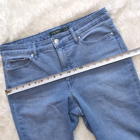 Lauren Ralph Lauren Blue Embroidered Straight Crop Jeans Size 12 - Picture 11 of 13
